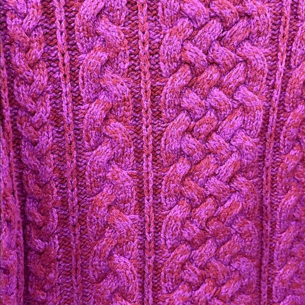 Lands' End Women's high Neck Sweater - Rich Purple - medium - cable knit - Picture 4 of 5